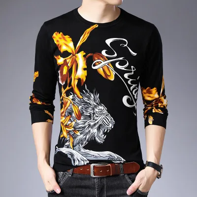 Китайский стиль 3D с цветочным принтом модный сверхмодный свитер pull homme осень и зима Качество Вязаный мужской свитер m-xxxl - Цвет: as picture