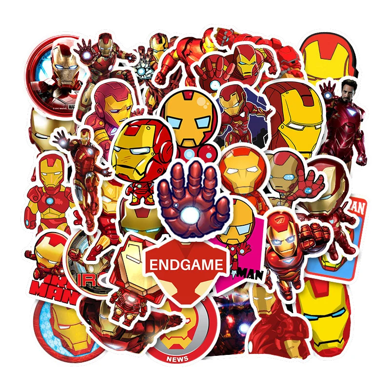 

35 Pcs Ironman Stickers Waterproof Super Hero Character Tony Stark Avengers Sticker Kids Laptop Moto Skateboard Car Stickers