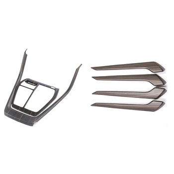 

5 Pcs Car Accessories: 1 Pcs Central Console Gear Shift Box Panel Cover Trim & 1 Pcs Inside Door Armrest Trim