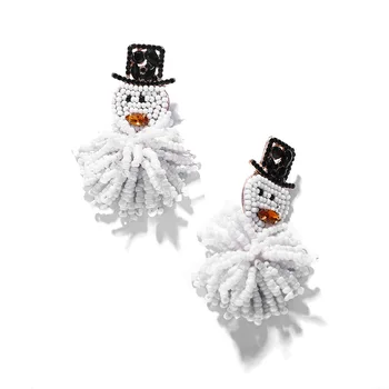 

New Fashion Beads Snowman Earrings For Women Cute Crystal Santa Claus Dangle Earring Tassel Christmas Jewelry Accessories