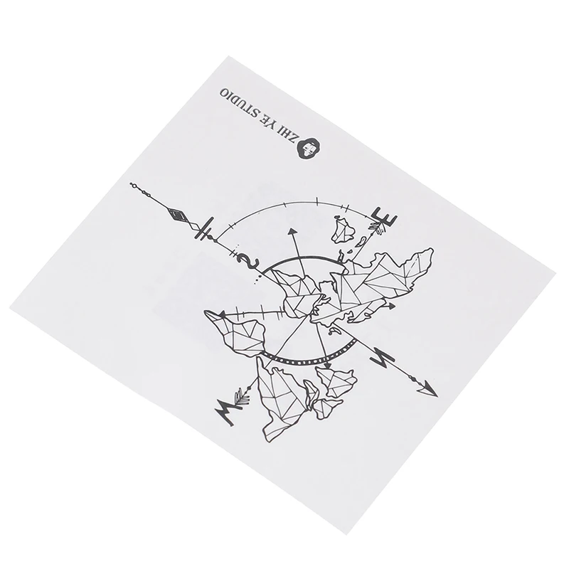 World Map Temporary Tattoo Sticker Waterproof Vintage Map Coordinates South North Body Art Tattoo