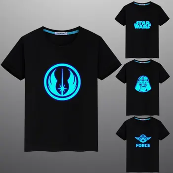 

New Summer Luminous Fluorescent Star Wars Printed Casual Children Kids Cotton T Shirt Tops Tees Men Women T-shirt