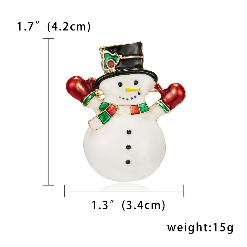 Рождественская Новогодняя брошь "Снеговик" со стразами, эмалированные броши, корсаж, подарки, банкетные булавки, украшения для свитера, значок, рождественское ювелирное изделие - Окраска металла: snowman 2