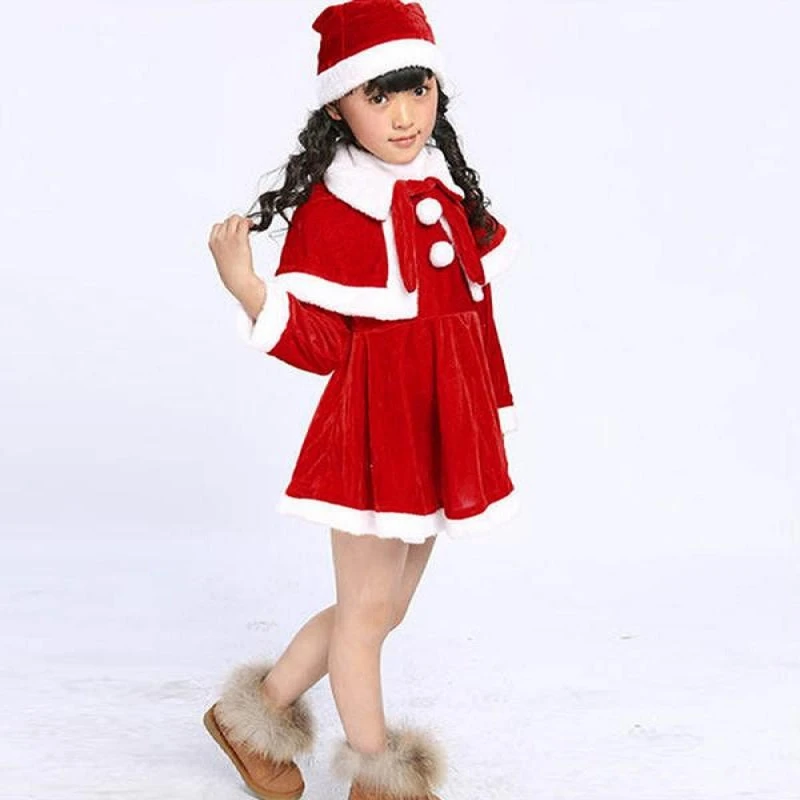 Conjunto ropa de Navidad para niños pequeños, traje de Cosplay de Papá Noel, Rojo cálido, trajes de Año Nuevo para y niñas|set ropa| -