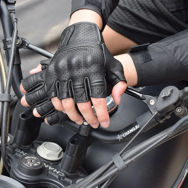 Guanti da Moto estivi in vera pelle Vintage senza dita MTB sport all'aria  aperta guanti da Moto uomo mezze dita guanti Moto M-XL - AliExpress