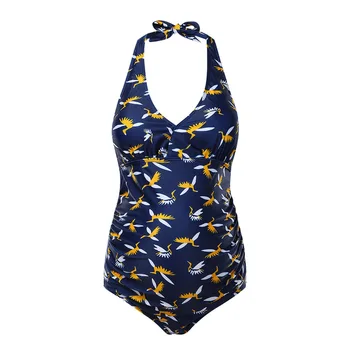 

Maternity Tankinis Women Bird Print Bikinis Swimsuit Pregnant Hanging Neck Plus Size Swimsuit Bikinis Pregnancy Summer Swimwear