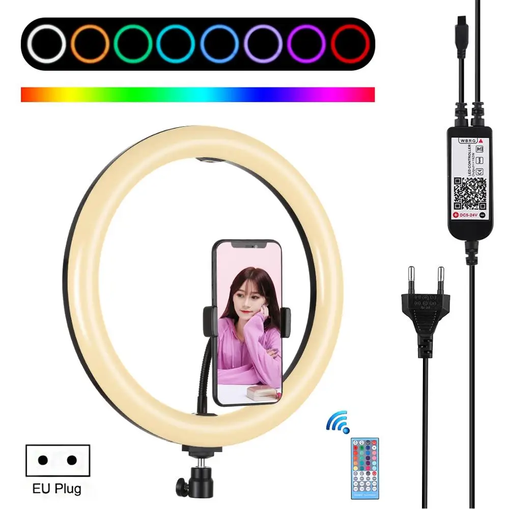 

Photography LED Selfie Ring Light 12 inch Video Light Ring RGB Dimmable Camera Phone Ring Lamp With Tripod For Makeup Video Live