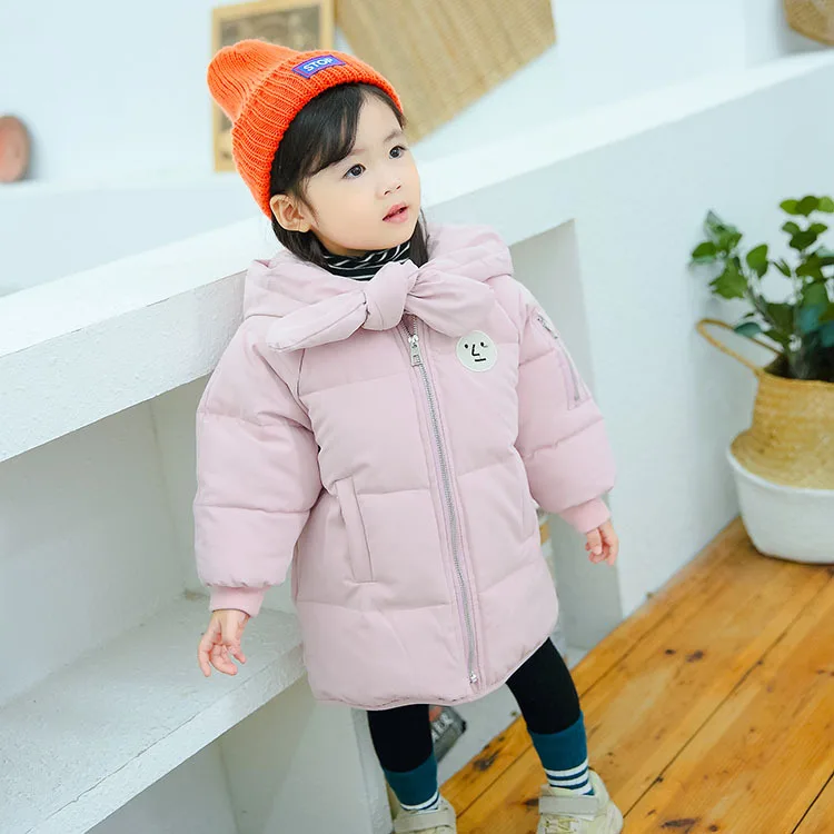 

Childrenswear Winter Girls New Style Korean-style Mid-length Cotton Coat Little Girl Hooded down Feather Cotton-padded Clothes T