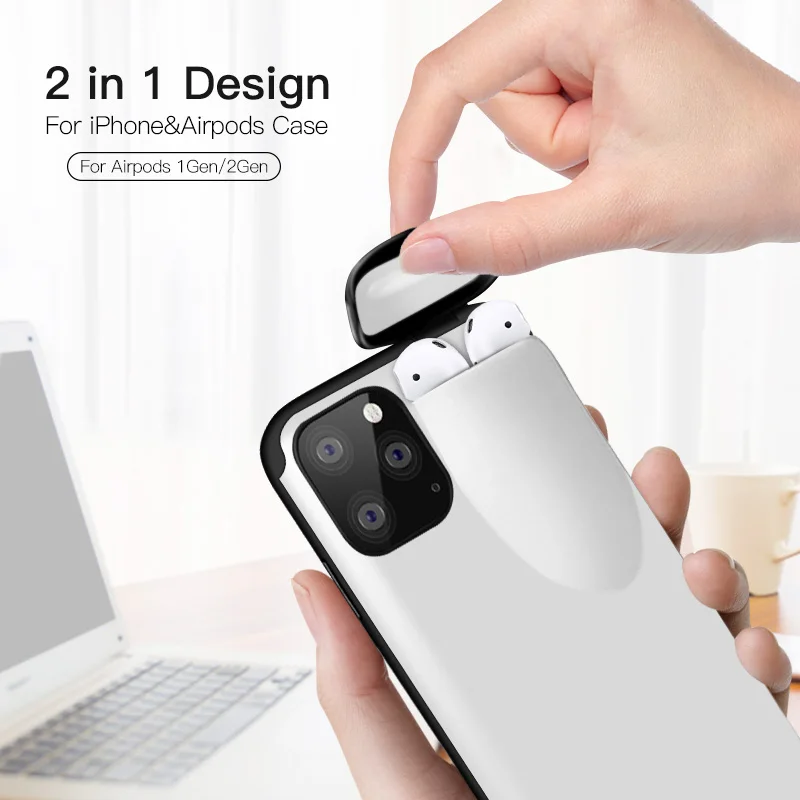 2 в 1 чехол для телефона для IPhone 11 Pro Max коробка для хранения для Airpods Candy Мягкий силиконовый чехол с коробкой для наушников Портативный смартфон