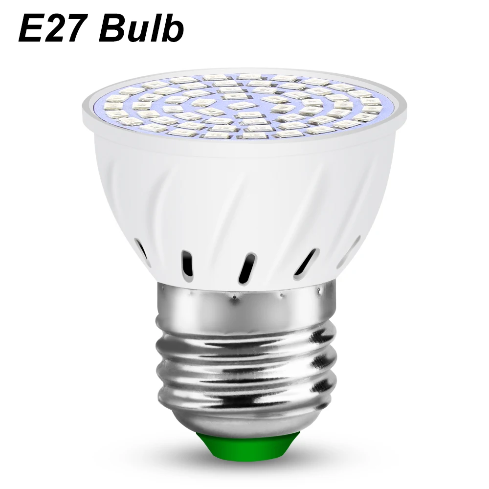 Only E27 Bulb WENNI E27, светильник для выращивания, для помещений, гидропоники, светодиодный, полный спектр, лампа для роста, светильник светодиодный, Фито лампа, 220 В, светодиодный светильник для растений, 85-265 в, Fitolamp - Испускаемый цвет: Only E27 Bulb