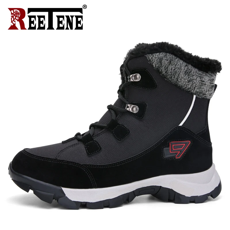 

Winter With Fur Men Boots Winter Warm Snow Boots Plush High Top Men Ankle Boots Lace Up Work Shoes Men Warm Casual Men Boots