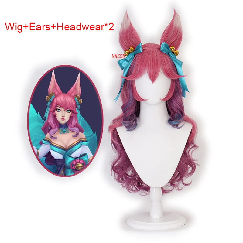 Новый стиль игры LOL Spirit Blossom Ahri парик для косплея с ушками головной убор костюм
