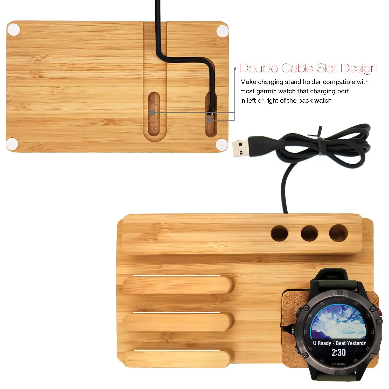 Koop Fenix 6 Bamboe Hout Fenix Charger Charing Dock Houder Voor Garmin Fenix 5 5X 5 S Bureau station Organizer Met Charing Kabel