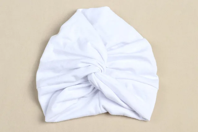 Cute Cotton Blend Baby Turban Hat Newborn Beanie Caps Kids Girls Headwear Infant Toddler Shower Hat Birthday Gift Photo Props 7baby white