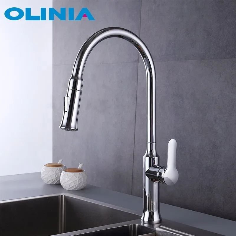 Кухонный Смеситель Olinia OL82158 гибкий кран с двойным распылителем вращение на 360