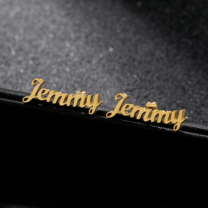 Персонализированные серьги с именем на заказ для женщин, Настраиваемые начальные именные таблички, одна пара сережек-гвоздики, подарок для лучшего друга девушек