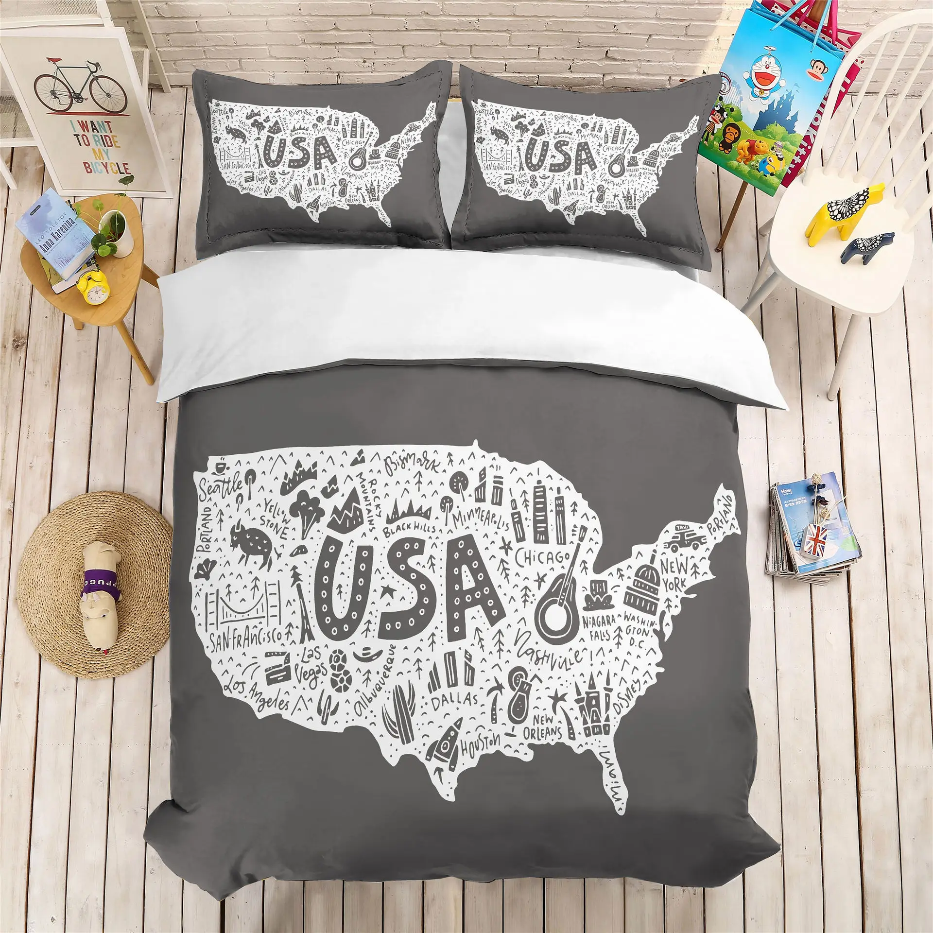 

World Map Bedding Set Single Twin Full Queen King Size World Map Bed Set Children's Kid Bedroom Duvetcover Sets 3D Full Print 11