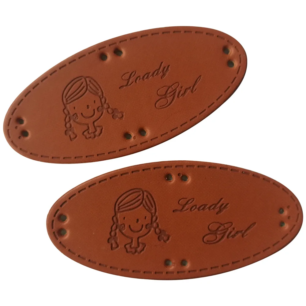 Lovely Girl Leather Labels For Children Hat Hand Made Label For Kids