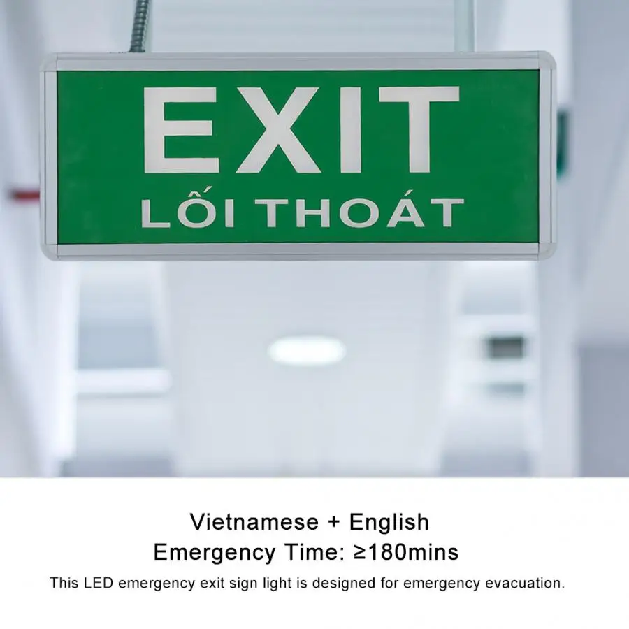 Светодиодный подсветка аварийного выхода знак безопасности индикаторная лампа 220V вьетнамские+ английский