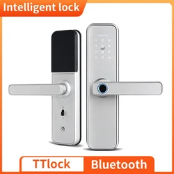 X5 fechadura inteligente biométrica fechadura da porta de impressão digital tt lock app sem fio keyless remotamente abrir a porta built in oito vozes de linguagem