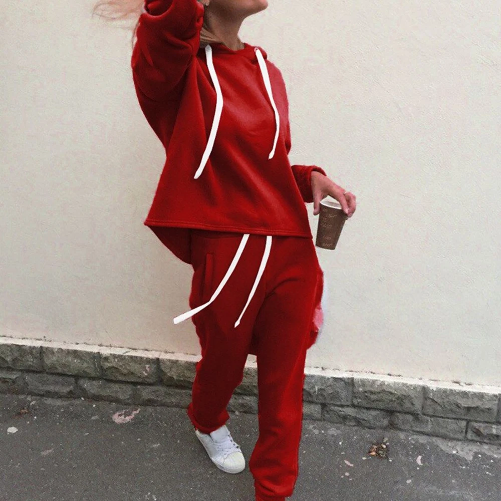 NIBESSER 2019 Новое поступление весенне-осенний женский спортивный костюм с длинным рукавом Модный свитшот с капюшоном комплект из 2 предметов