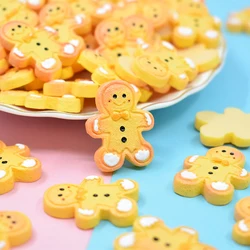 10 pçs diy bonito resina gingerbread homem simulação biscoito boneca casa decoração de natal biscoito boneca ornamentos ano novo 2022