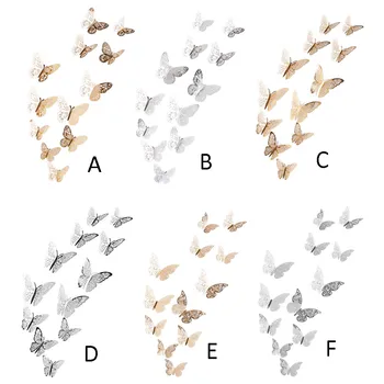 

12 Pcs 3D Hollow Wall Stickers Butterfly Fridge for Home Decoration Mariposas Decorativas Wall Decor Mariposas Decorativas 10.16