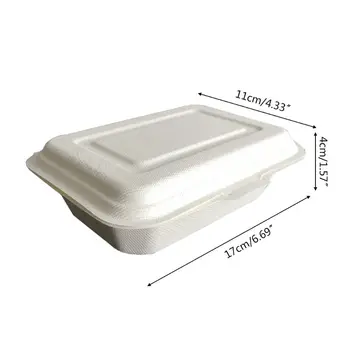 

50Pcs 450ML Eco-friendly Disposable Takeout Food Containers Degradable Lunchbox X6HC
