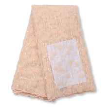 

PGC French Beaded Lace Fabric 2021 High Quality 5 Yards Nigerian African Tulle Lace Fabrics For Party Dress Sewing YA4637B-2