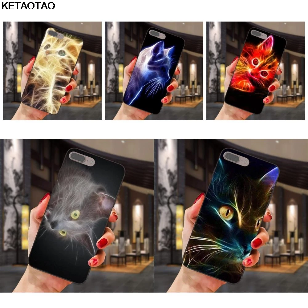 KETAOTAO светильник Fractal Cat Чехол для телефона s iPhone 4S 5C 5S 6S 7 8 Plus X XS XR 11 Pro samsung чехол из
