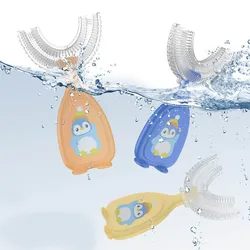 Cute Cartoon Creative Silicone Children's U-shaped Toothbrush Vertical Handle Baby Toothbrush with Mouth Toothbrush 360°cleaning