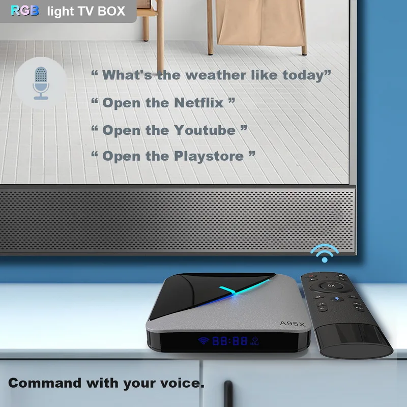 A95X air Android 9,0 светильник ТВ приставка 4 ГБ/64 Гб 4 к ТВ приставка Amlogic S905X3 домашний медиаплеер для отеля смарт ТВ приставка