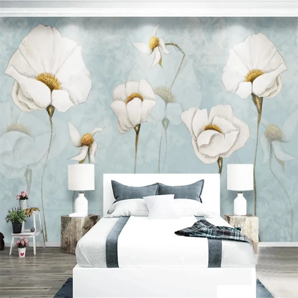 

Drop Shipping Custom 3D Wallpaper Mural Modern Simple American Rural Flower Nordic Background Wall Decoration Painting Wallpaper