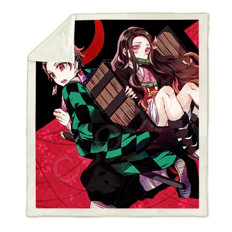 Аниме демон убийца Kimetsu No Yaiba одеяла 3D принт модный диван путешествия молодежное постельное белье пледы одеяла плюшевое одеяло - Цвет: Blanket 21