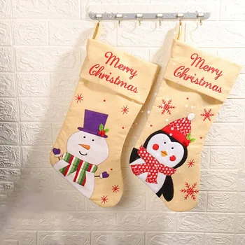 

Christmas Stocking With Hanging Ropes Christmas Candy Gift Bag For Children Portable Christmas Decorations