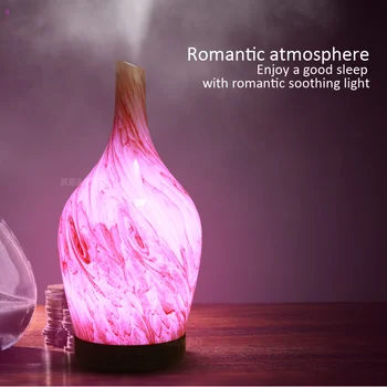 

KBAYBO7 LED Aroma Air Humidifier Essential Oil Diffuser Aromatherapy Electric Diffuser Mist Maker Tawny ceramic deep base100ml