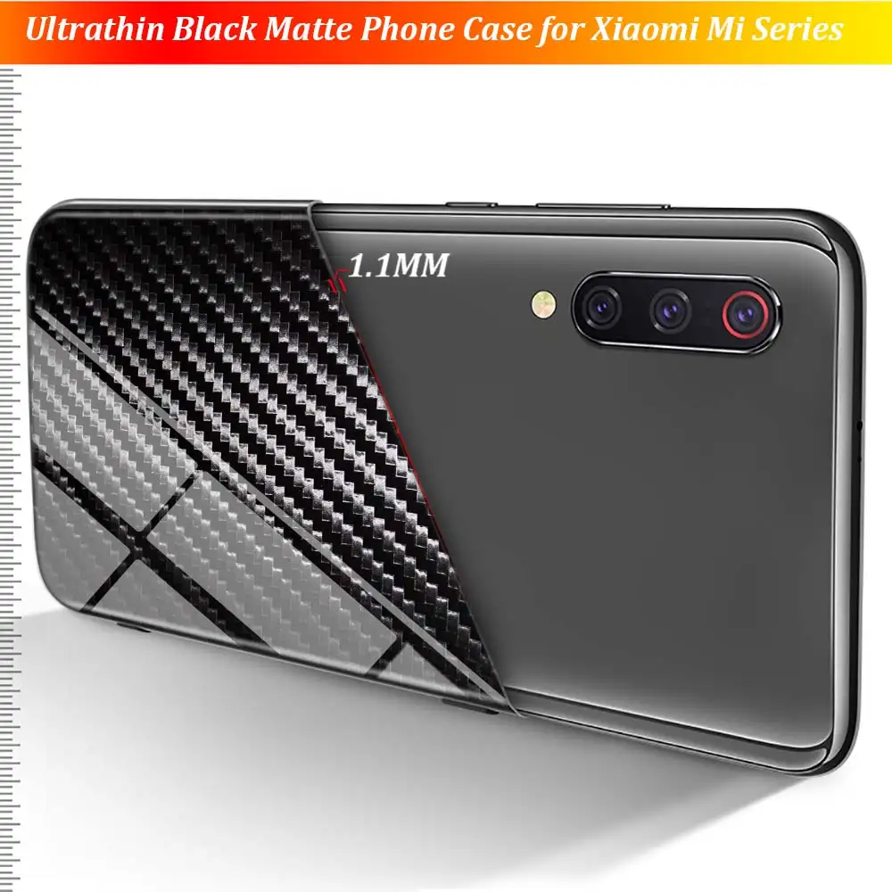 Черная крышка структуры углерода волокна для Xiaomi Mi A1 A2 A3 5X6X6 8 9 Lite CC9 F1 9T 9TPro играть глянцевый чехол для телефона