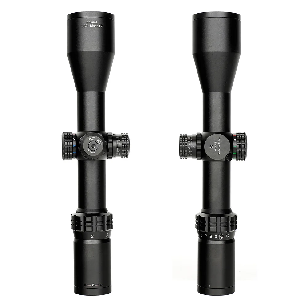 Ohhunt тонкий край 2-12X44 ИК охотничий оптический прицел Mil точка красный зеленый синий светящаяся сетка со стопор башни Сброс прицел