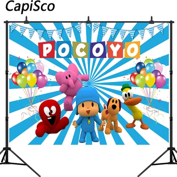 

Capisco Cartoon Pocoyo Photo Backdrops Children Birthday Party Baby Shower Colorful Balloons Photography Backdgrounds Studio