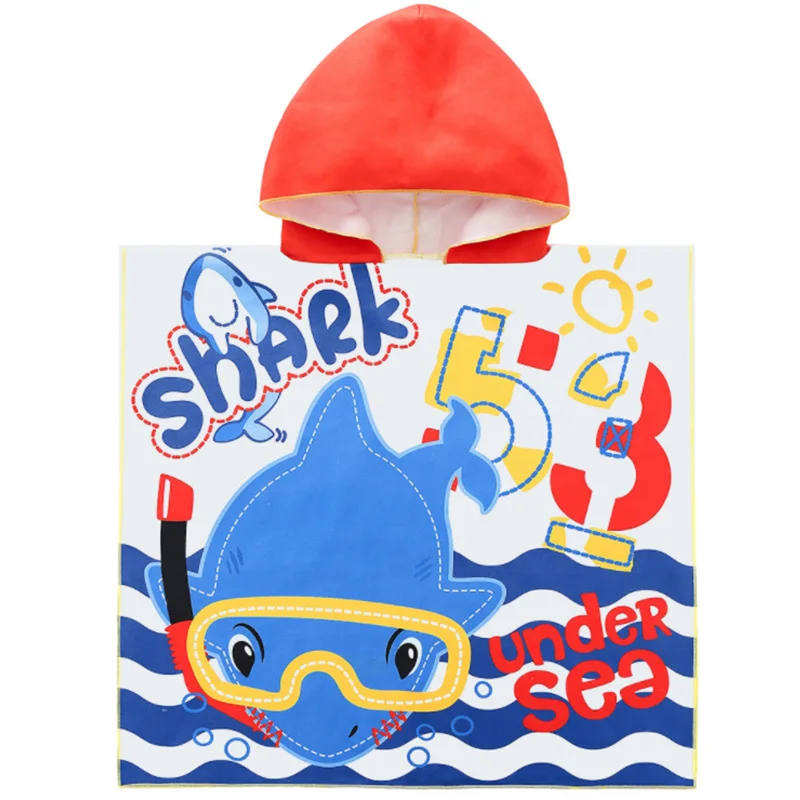 

Children Beach Towel Microfiber Bathrobe Poncho Hooded Washrag Absorbent Quick Drying Easy for Changing Cloth Brand