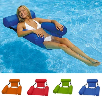 

Swimming Floating Chair Pool Kid Adult Bed Seat Water Toys Foldable Ring Lightweight Beach Ring Noodle Net Ring Pool Accessories