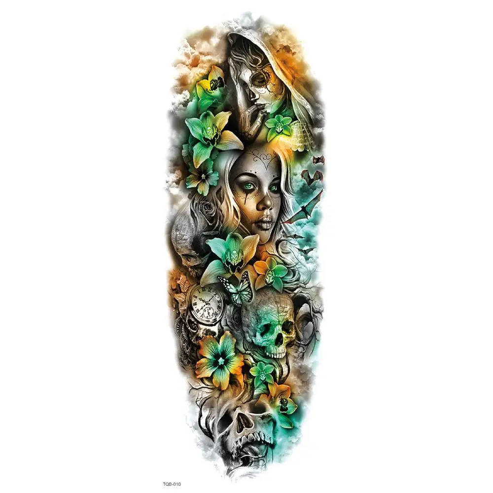 Стикер Череп Ангел Роза Лотос для мужчин полный цветок тату боди арт девушка