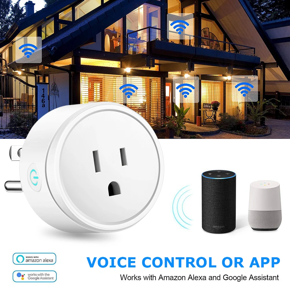 

1pcs US Plug Wifi Smart Home Plug Socket Switch Remote Control WiFi Socket Compatible with Alexa Google Home Assistant