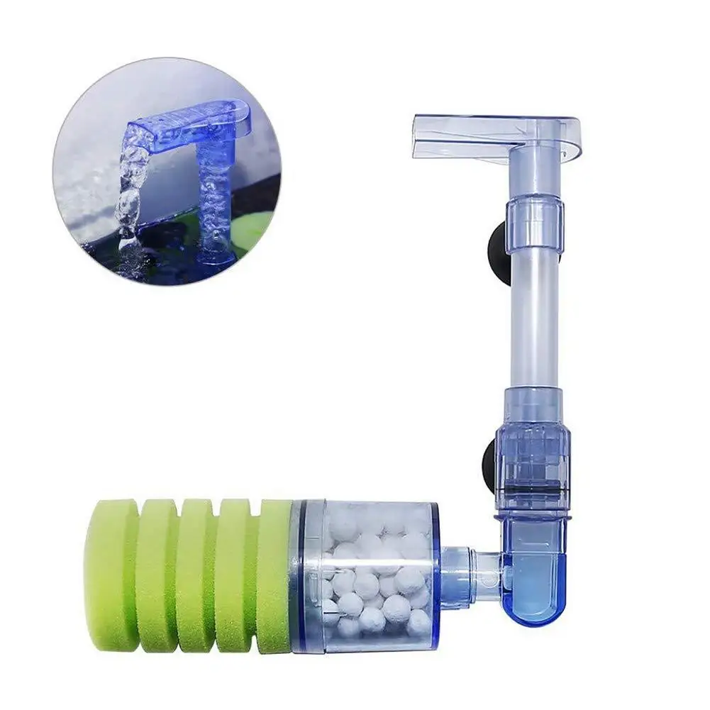 Aquarium Internal Filter Wall Mounted Fish Tank Filter Submersible Foam Sponge Bio Ceramic Media Balls For Fry Betta Shrimp Aqu