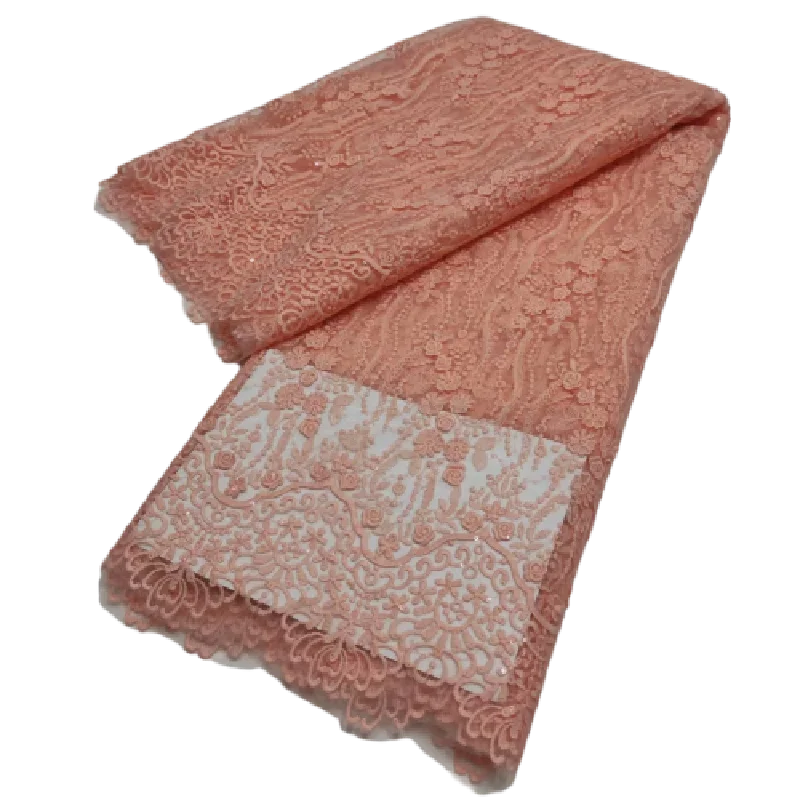 

Розовая африканская кружевная ткань с блестками и вышивкой, нигерийская французская сетчатая кружевная ткань, мягкий молочный шелк, тюль для свадебного платья