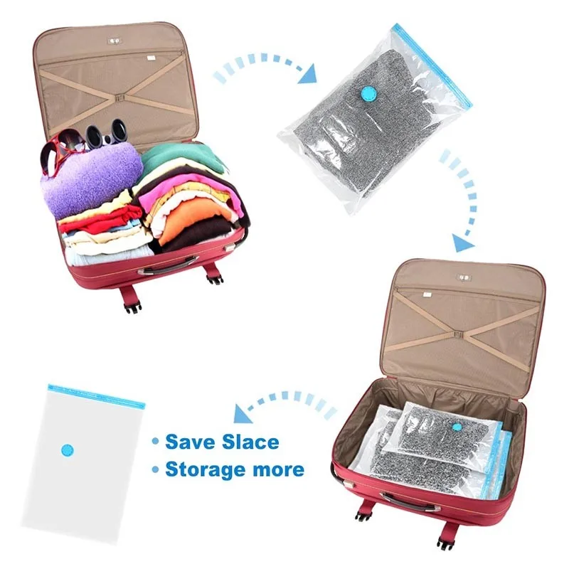 Вакуумные пакеты для одежды, органайзер для багажа, складная сжатая сумка для хранения, компактный органайзер для гардероба, прозрачный
