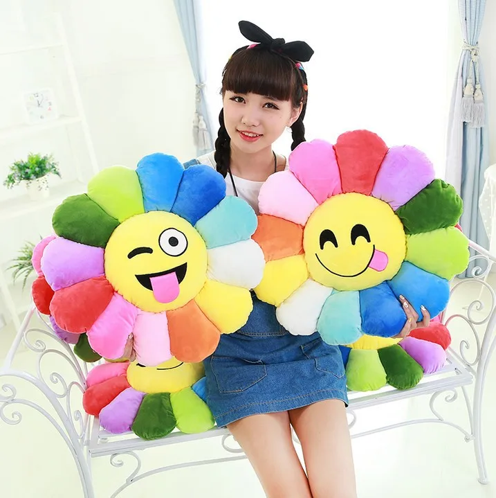 

Seven Color Sunflower Flower Seat Cushion Office Cushion QQ Expression Plush Pillow Foreign Trade Factory Wholesale Custom