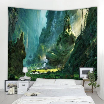 

Buddha At The Bottom Of The Valley Prainted Wall Hanging Tapestry Mandala Bohemia 4 Sizes Travel Sleeping Pad Polyester Fabric