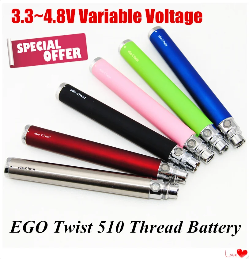Высококачественный аккумулятор eGo C Twist 650/900/1100/1300 мАч электронная сигарета 3 2 ~ 4 8 В
