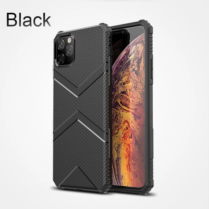 10 шт./партия военный щит ТПУ для iPhone 11 чехол Чехол для iPhone 6 6s 7 8 Plus X XR XS 11 Pro Max чехол - Цвет: Черный
